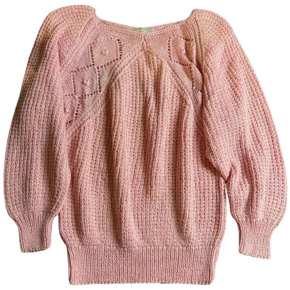 Collectible 1980s Nannell Hand Knit Pink Angora Blend Sweater Women’s M - Picture 1 of 6
